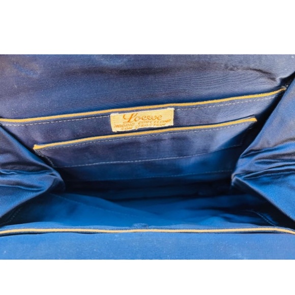 Loewe Navy Suede Handbag Vintage 1960s Purse Evening Bag - Picture 2 of 10